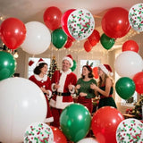 Red White Green 12Inch Balloons With Confetti Balloons For Wedding, Birthday, Baby Shower, Christmas, Family Parties Decoration(55Pcs)