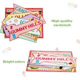 20 Pieces Candyland Party Decorations Candyland Trunk Or Treat Car Decorations Kit Candy Land Backdrop Signs For Halloween Christmas Party Decor (Cardstock)