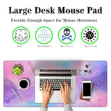 Gaming Pink Mouse Pad Purple Game Mat Big Mouse Pads Desk Mat For Women Computer Mat Pc Gaming Mouse Pad Waterproof Non-Slip Rubber Base 35.4" X 15.7" For Game Office, Starry Sky Cute
