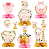 12PCS Spring Floral Baby Shower Honeycomb Table Centerpieces, "Baby in Bloom"