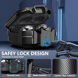 With Lock Carbon Fiber Case For Samsung Galaxy Buds Fe Case (2023) / Galaxy Buds 2 Pro Cases 2022/ Bud Pro 2021 /Bud 2 2021/ Bud Live 2020 With Keychain And Cleaner Kit - Black