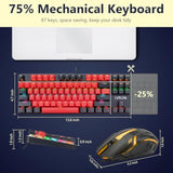 CHONCHOW Mechanical Gaming Keyboard and Mouse Combo, LED Backlit, Blue Switch, 87 Keys TKL, Hot Swappable Mechanical Keyboard, RGB Mouse 1200-4200 DPI for Ps4 Xbox PC Laptop Mac Windows