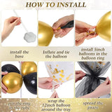 8 Set Table Centerpieces Balloons Stand Kit, 80 Pcs Latex Balloons And Table Stand Holder With Base Tulle For Wedding Birthday Baby Shower Party(Black, Gold)