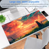 Cute Cat Anime Sunset Ocean Large Gaming Mouse Pad - 31.5X15.7 Inch Xl Extended Desk Mat For Keyboard & Mouse, Kawaii Pc Desktop Decor