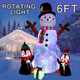 6Ft Christmas Inflatables Outdoor Decorations, Upgrade Cute Inflatable Snowman Penguins Blow Up Yard Decorations With Ro