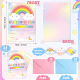 24 Sets Rainbow Birthday Invitations With Envelopes And Stickers For Girls Party Invitations For Kids Rainbow Birthday Baby Shower Party Decoration