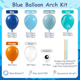 134PCS Ocean Balloon Arch Kit β Blue, Teal & Orange Balloons for Under the Sea Party Decor