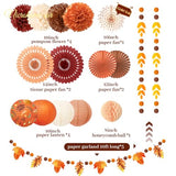 Fall Thanksgiving Decor with Pom Poms Lanterns Fans Garlands
