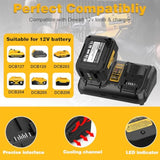 2 Pack 6.0Ah Dcb120 Battery With Dcb102 Dual Charger Replacement For Dewalt 12V Battery Dcb123 Dcb127 Dcb122 Dcb124 Dcb121 Compatible With Dewalt Battery Charger Dcb105 Dcb107 Dcb101 Dcb115
