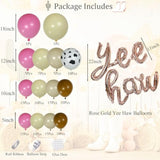 Cowgirl Balloon Arch Kit, Brown Pink Ivory White Cow Print Balloons With "Yee Haw" Letter Balloons For Redeo Themed Party Decorations, Western Balloon Garland