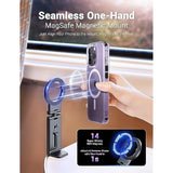 Magnetic Airplane Phone Holder For Magsafe, 16, 15, 14, 13, 12 & All Phones, Handsfree Phone Mount For Seat Tray Table, Pocket Size Travel Essentials Must Have Accessories For Flying