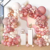 173Pcs Dusty Rose Pink Nude Balloon Garland Arch Kit, 18In Retro Blush Peach Mauve White Sand Gold Confetti Balloons For Girl Baby Shower Wedding Boho Birthday Party Decorations