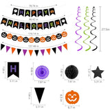 Halloween Party Decorations Banner Honeycomb Balls Paper Fans Garland Swirls