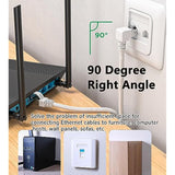 Right Angle Ethernet Extension Cable Upangle 1.5Ft-White, 90 Degree Cat6 Ether