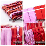 3 Pack Valentines Foil Fringe Curtains Valentine'S Day Party Decorations 3.3X6.6 Ft Red Pink Tinsel Metallic Photo Booth Props Backdrop Streamers For Valentine'S Day Decor Birthday Wedding