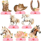 Girl Horse Party Centerpiece Set - Horse Honeycomb Girl Birthday Decorations And Horse Table Toppers For Kids' Horse-Themed Birthday And Baby Shower Table Decor
