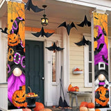 Vintage Halloween Door Hanging Banner Outdoor Welcome Sign for Front Porch Yard Party Decor