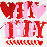 Valentine'S Day & Birthday Banner - Red & Pink Glitter, 3M Long, Pre-Assembled, Wall Mount