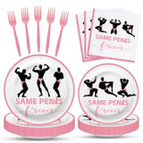 100 Pcs Bachelorette Tableware Party Supplies Set, Serves 25 – Disposable Pink Paper Plates, Napkins, and Forks for Bridal Shower, Hen Party, Engagement, Girls Night, Valentine’s Day Decorations