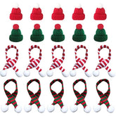 20 Pcs Mini Christmas Hat Scarf Xmas Knit Santa Hats Knitting Doll Caps Candy Covers Christmas Tree Ornaments Decorations For Cup Wine Bottle Dinner Table Diy Art Craft Crafting Party Supplies Favors