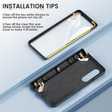 Galaxy Z Fold 3 Case With Slide Camera Lens Cover, Built-In Kickstand Ring Holder Tempered Glass Screen Protector, Magnetic Case For Samsung Z Fold 3 5G (Black)