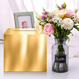 Gold Card Box – 10"X10" Foldable Gift Box With Slit For Weddings, Birthdays, Graduations, Donations, Envelopes, Cards