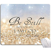 Christian Bible Verses Square Waterproof Mouse Pad Non-Slip Rubber Base Mousepads For Office Laptop, 9.5"X7.9"X0.12" Inch(Be Still)