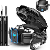 With Lock Carbon Fiber Case For Samsung Galaxy Buds Fe Case (2023) / Galaxy Buds 2 Pro Cases 2022/ Bud Pro 2021 /Bud 2 2021/ Bud Live 2020 With Keychain And Cleaner Kit - Black