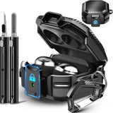 With Lock Carbon Fiber Case For Samsung Galaxy Buds Fe Case (2023) / Galaxy Buds 2 Pro Cases 2022/ Bud Pro 2021 /Bud 2 2021/ Bud Live 2020 With Keychain And Cleaner Kit - Black