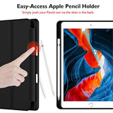 9Th Generation Case 2021/ 8Th Generation Case 2020 10.2 Inch With Pencil Holder, 7Th Gen 2019 Case With Soft Baby Skin Silicone Back, Auto Wake/Sleep Cover (Black)