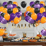 60Pc Halloween Balloons β 12" Black Orange Purple Metallic Latex Party Decor