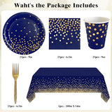 Navy Blue and Gold Paper Plates Napkins Cups Tablecloths Party Supplies