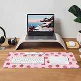 Large Mouse Pad, Cute Strawberry Pink Extended Gaming Mouse Pad 31.5" X 11.8", Laptop Computer Keyboard Mouse Mat Desk Pad With Non-Slip Base And Stitched Edge For Home Office Gaming Work