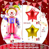 2 Pcs 3D Self Standing Clown Balloons 60 Inch 2 Pcs Star 10 Inch Carnival Party Decorations Circus Clown Aluminum Foil Balloons For Carnival Birthday Themed Parties