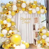 132pcs Sunflower Yellow Gold White Balloon Garland Kit for Baby Shower & Parties
