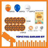Dart War Party Balloon Garland Kit 113Pack Blue Orange Black Balloons Target Sign