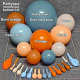 Orange Blue Balloon Arch Kit with Dusty Blue Peach Beige Balloons for Baby Shower