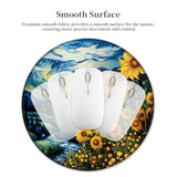 Sunflower Mouse Pad For Desk, Floral Small Mousepad With Non-Slip Rubber Base, Round Travel Mouse Pads For Wireless Mouse Laptop, Computer Mouse Mat For Gaming Home Office Desk Accessories