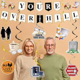 Over The Hill Birthday Decorations - 14 Pcs Funny 50Th Banners Foil Old Lives Matter Hanging Swirls Older Age Honeycomb Table Toppers Centerpieces For Men 40Th Retirement Party Supplies Decor