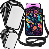Sublimation Blanks Cell Phone Pouch Bag Sleeve Case for Women Men Kids with Adjustable Crossbody Strap Neck Lanyard - Hands Free Light for Working