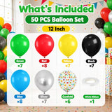 Red Yellow Blue Green Balloon, 50PCS 12Inch Multicolor Party Balloons