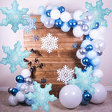 6 Pcs Blue Snowflake Balloons Large 36Inch Foil Mylar Balloons For Winter Christmas New Year Ice Snow Wonderland Frozen Themed Birthday Wedding Party Decorations