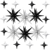 18-Pc Black and Silver Star Balloon Set with 22-Inch and 10-Inch Foil Balloons