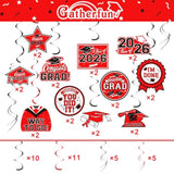 31 Pieces Graduation Decorations Class Of 2026, Graduation Hanging Swirl Congrats Grad And Graduation Party Decorations(Red, Black)