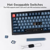 V3 Max Tkl Wireless Mechanical Keyboard, Qmk/Via Rgb Bluetooth/2.4 Ghz/Wired, 87 Keys Hot-Swappable With Gateron Brown Switch, Compatible With Mac Windows Linux