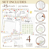 Wildflower Bridal Shower Games For Guests - Wedding Advice And Wishes For The Mr And Mrs, Find The Guest Bingo Bridal Shower Decorations, Funny He Said She Said Would You Rather Game Ideas