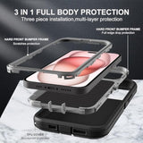 For Iphone 15 Case, Compatible With Magsafe, Military Grade 3 In 1 Heavy Duty Shockproof/Drop Proof/Dust Proof Case With 2Pcs Tempered Glass Screen Protector (New-Black/Grey)