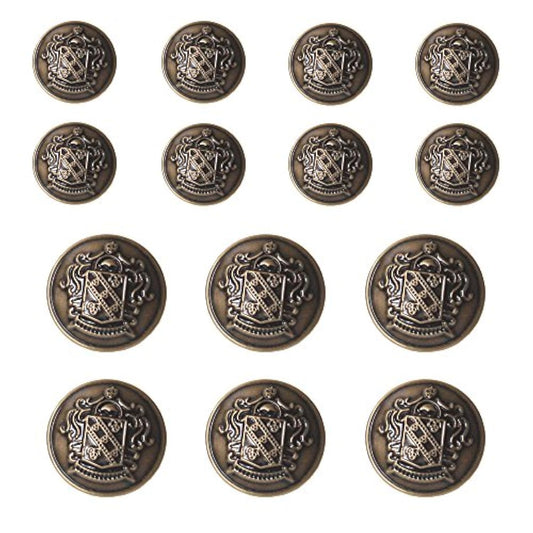 14 Pieces Antique Metal Blazer Buttons Set For Blazers, Suits, Sport C
