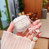 Compatible With Airpods 4 Clear Case,Cute Bow Ribbon Heart Pretty Aesthetic Design With Bow Pearl Keychain,Soft Tpu Protective Shockproof Case For Women Girl For Airpod 4-Pink