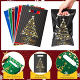 150 Pcs Christmas Treat Bags Christmas Tree Goodies Bags Bulk Plastic Candy Treat Snacks Bags With Handles For Holiday Cookie Goody Gift Merry Christmas Party Favor Supplies, 6 Styles